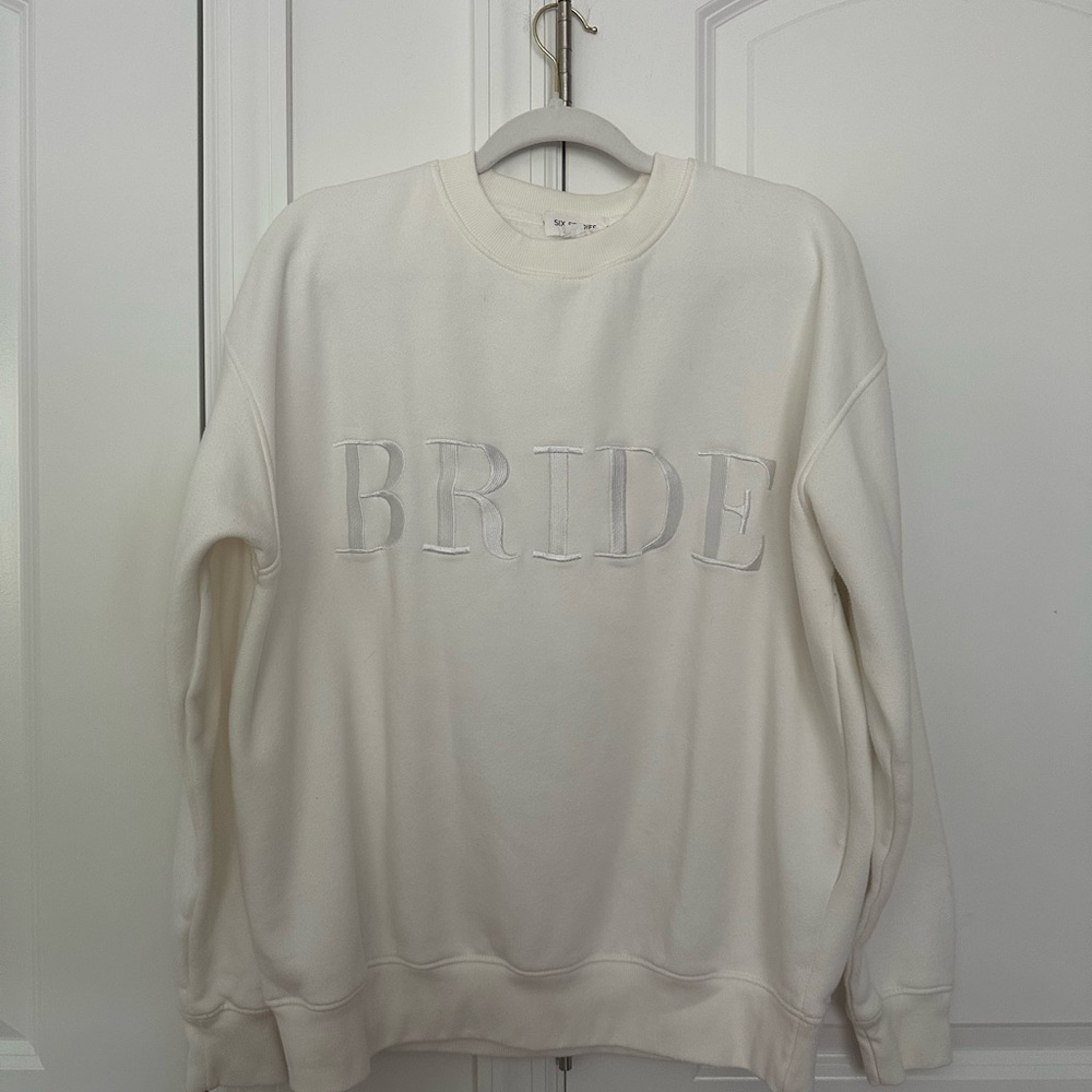 White 'Bride' Sweatshirt by Six Stories